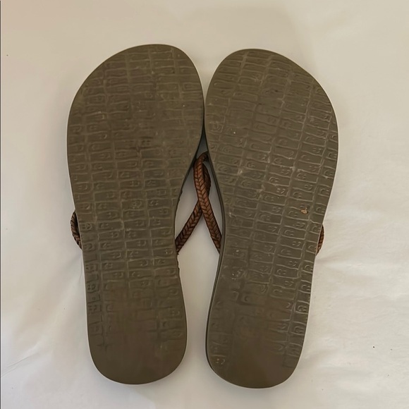 Sanuk Brown Leather Thong Flip Flop Sandals with Braided Straps Size 7.5 - Picture 6 of 8